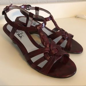 Burgundy Life Stride Low Heel Sandals